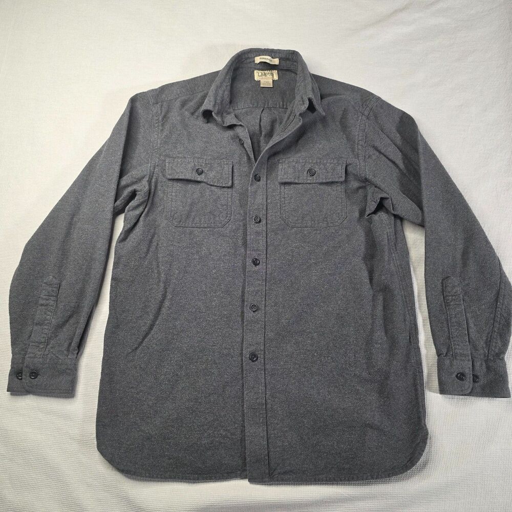 LL Bean Chamois Cloth Shirt Mens L Flannel Heavyweight Traditional Fit